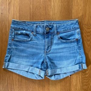 american eagle stretchy denim shorts